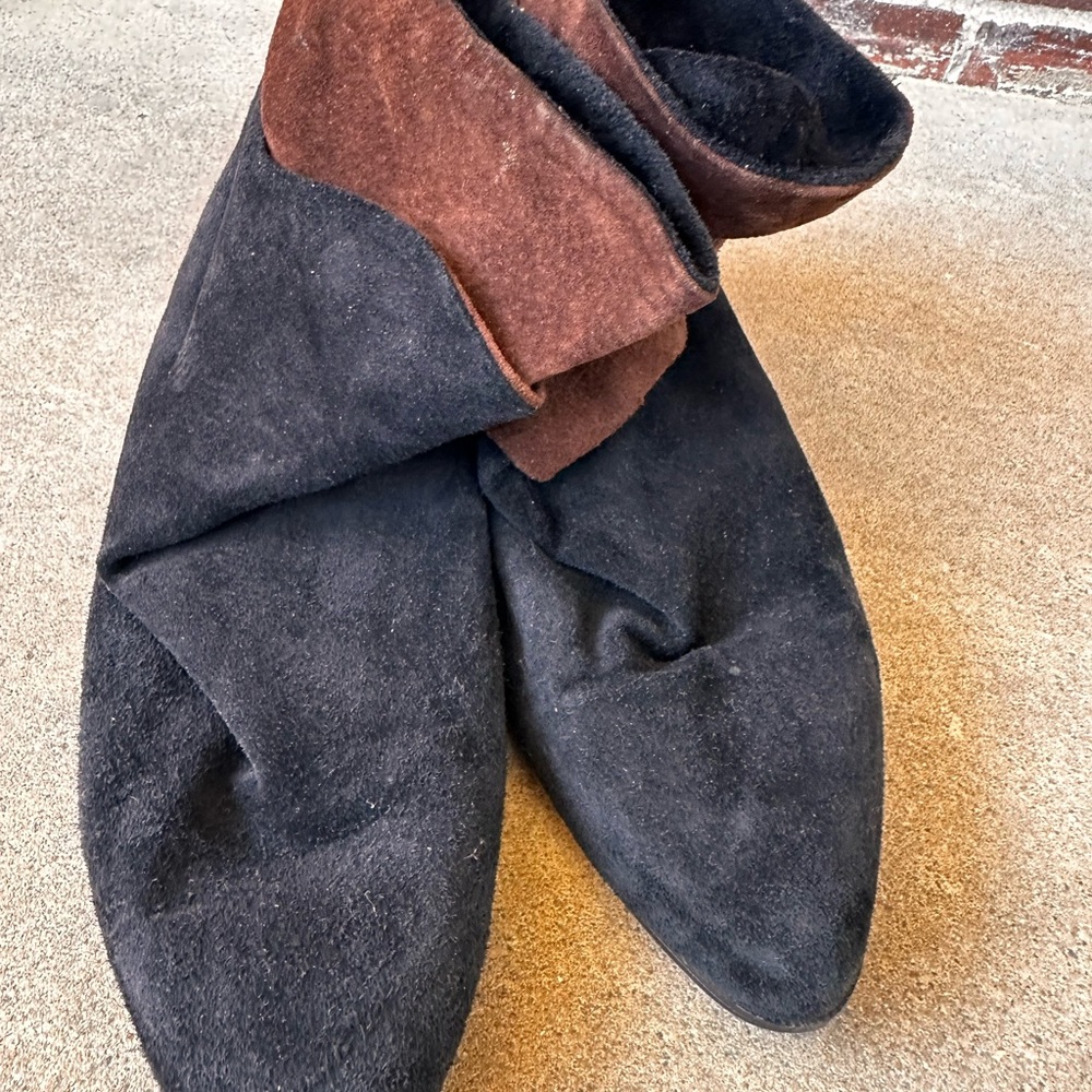Vintage IMPO Black and Brown Suede Slouch Ankle Boots